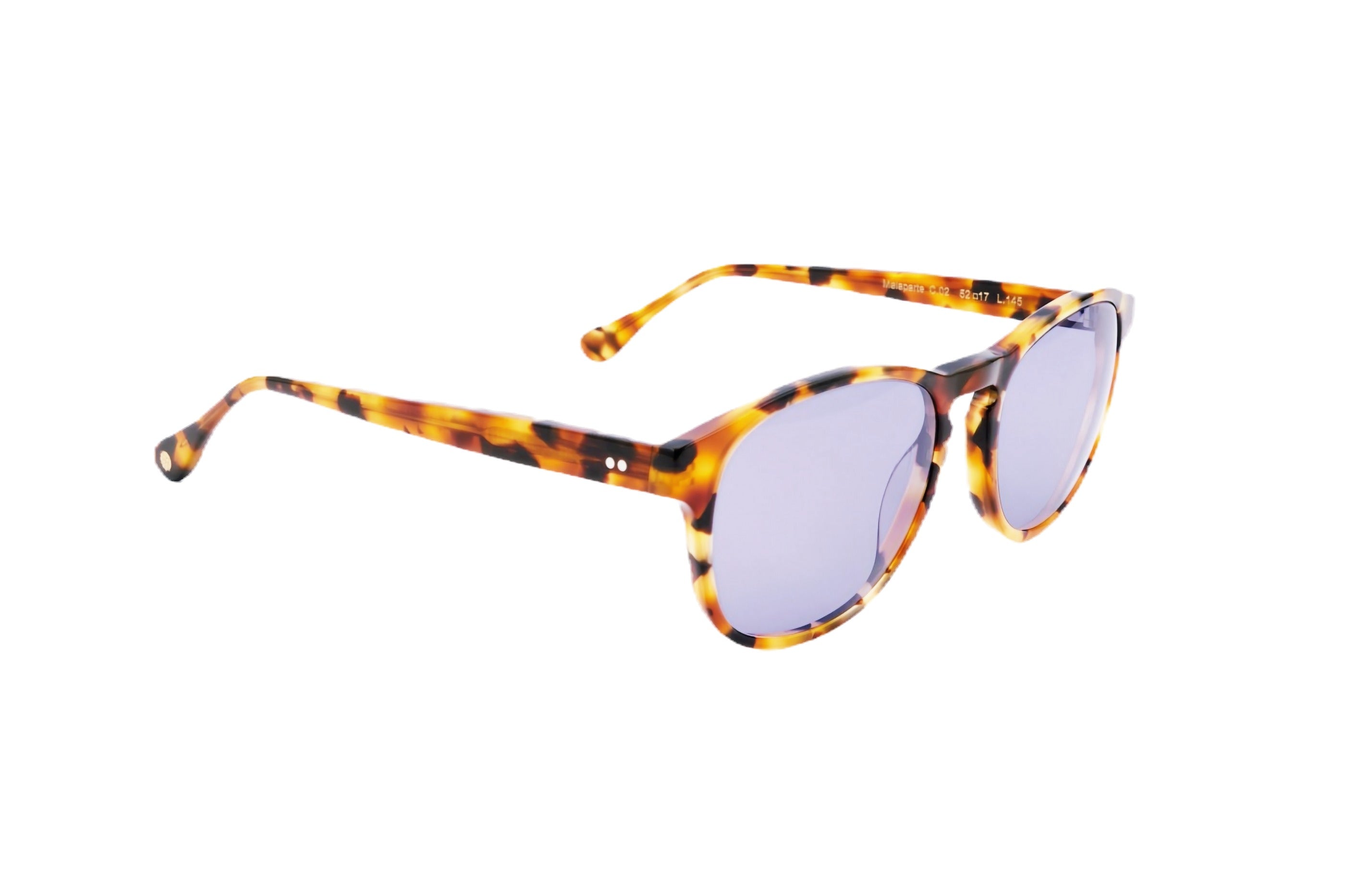 Berenford Malaparte Violet Blue: handmade Italian sunglasses, side view