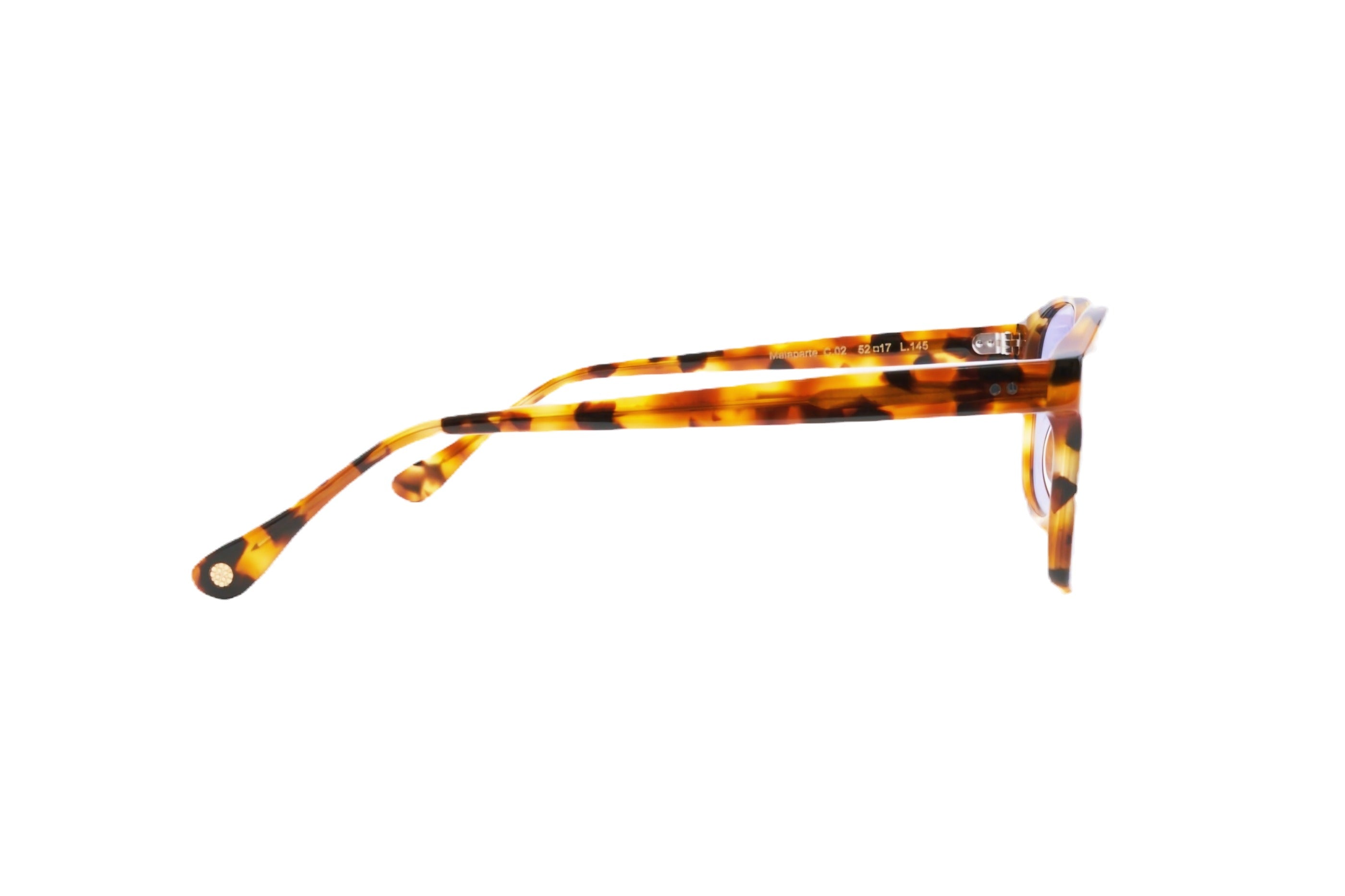 Berenford Malaparte Violet Blue: handmade Italian sunglasses, detail view
