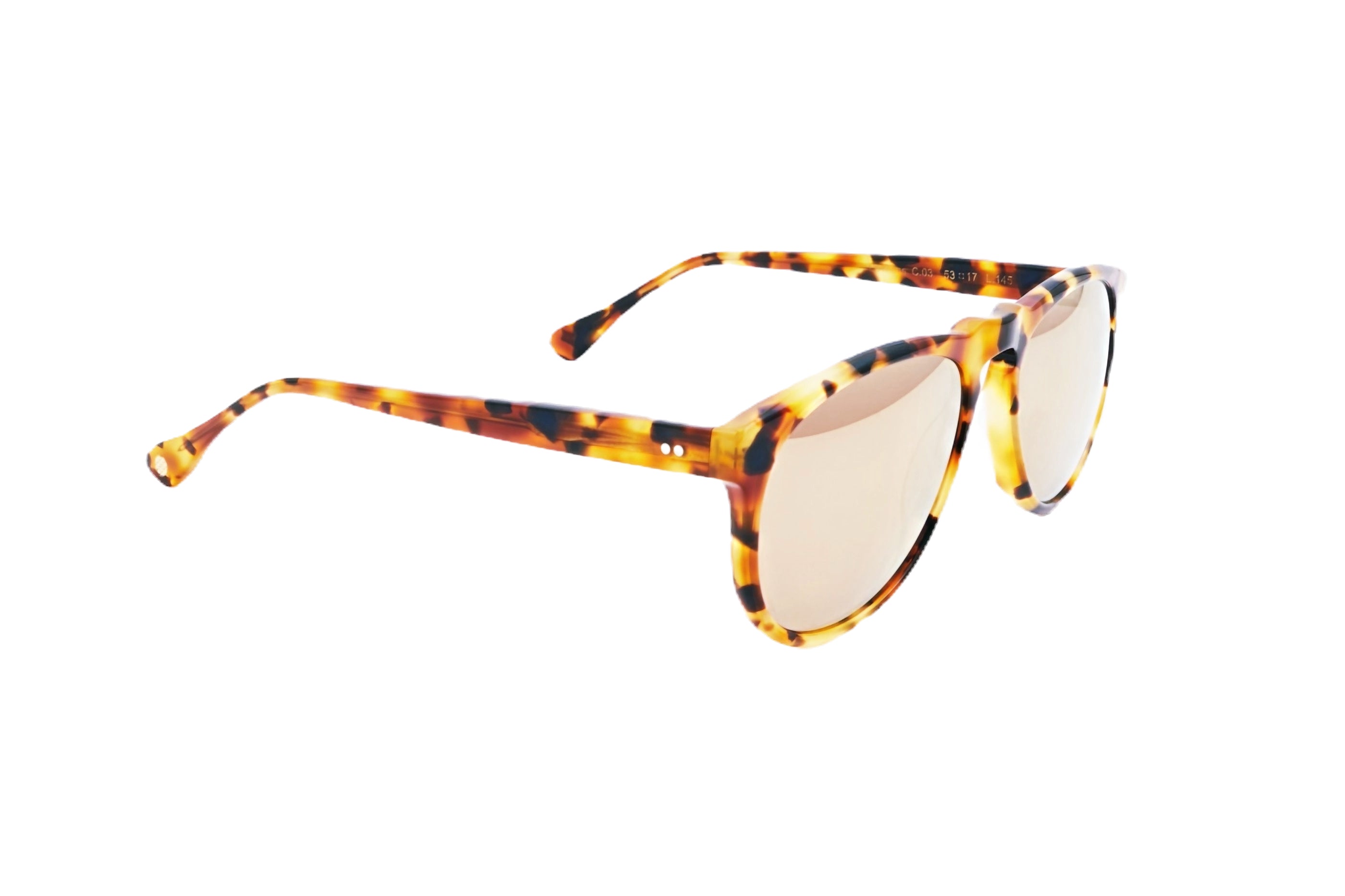 Berenford Le Mans Champion Gold: handmade Italian sunglasses, side view
