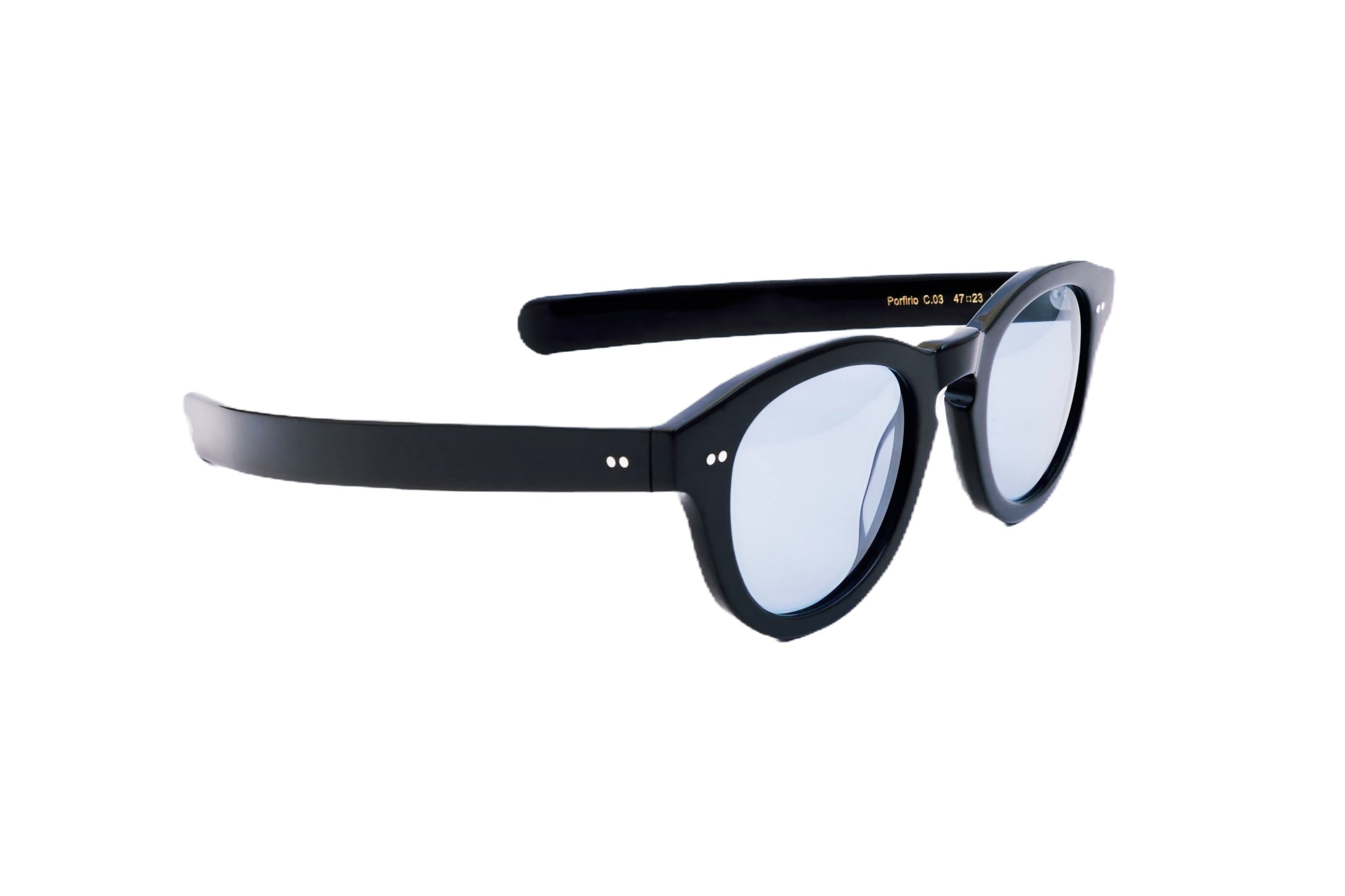 Berenford Porfirio Flavio Blue: handmade Italian sunglasses, side view