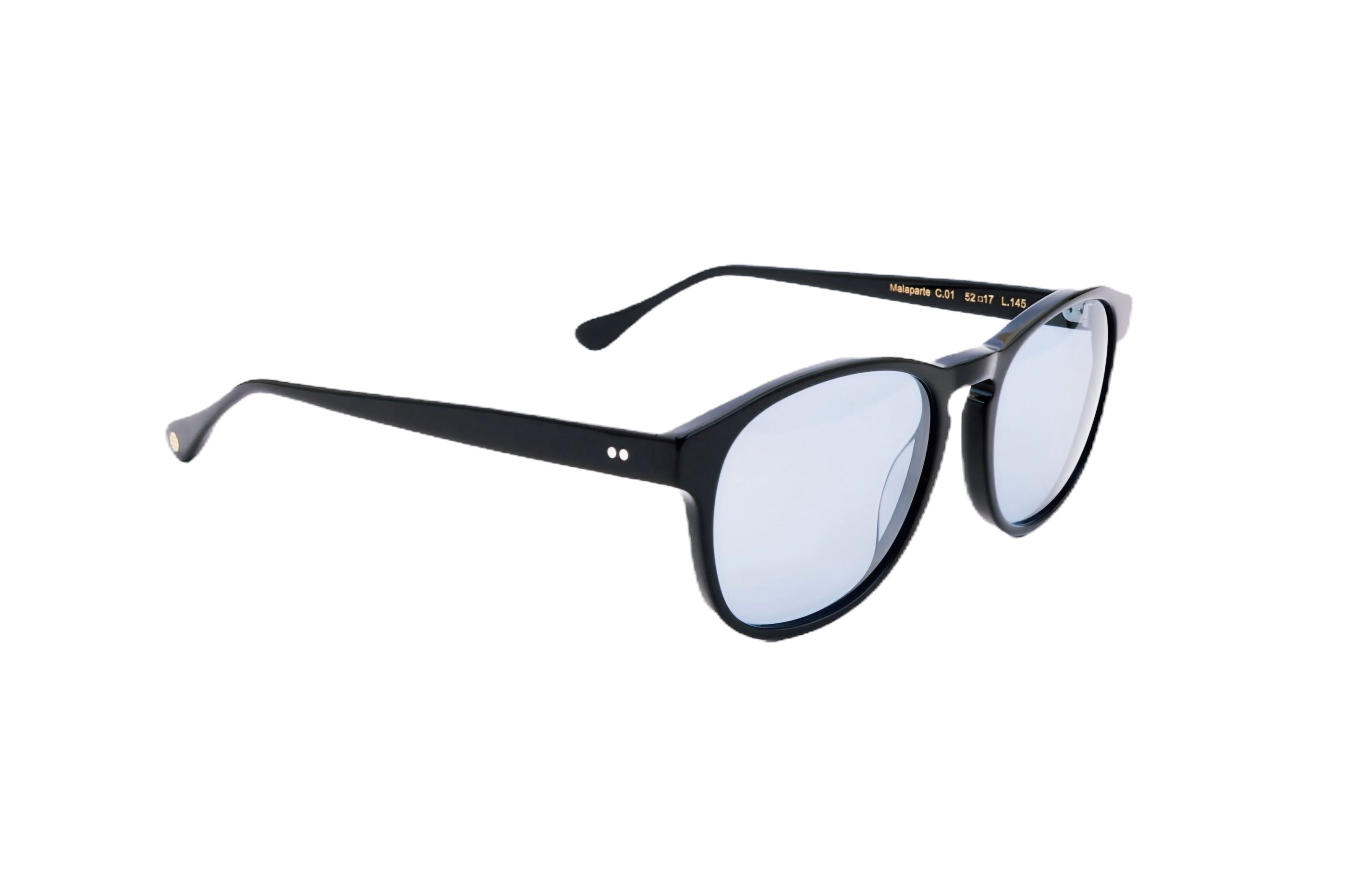 Berenford Malaparte Capri Blue: handmade Italian sunglasses, side view