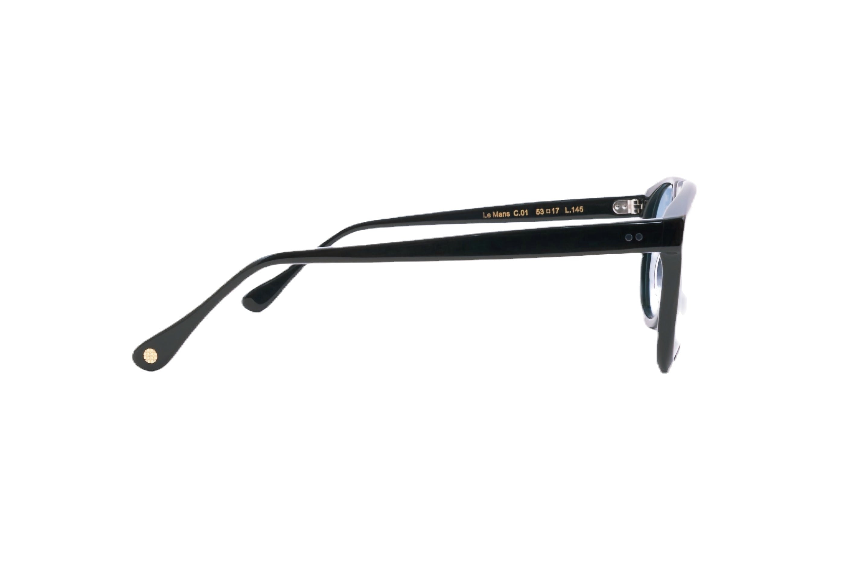Berenford Le Mans Petrol Blue: handmade Italian sunglasses, detail view