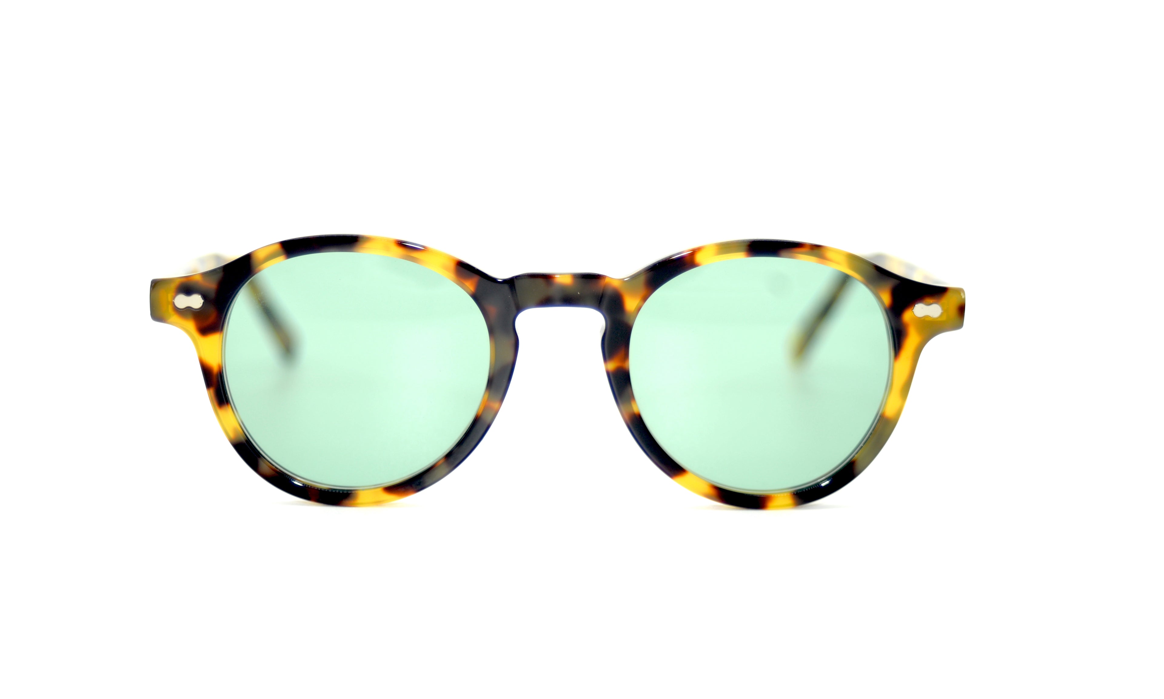 Berenford Gatsby Vintage Turtle: round tortoiseshell sunglasses with green Zeiss lenses