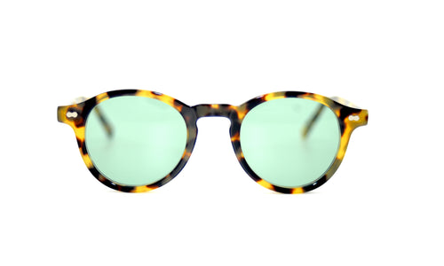 Berenford Gatsby Vintage Turtle: round tortoiseshell sunglasses with green Zeiss lenses