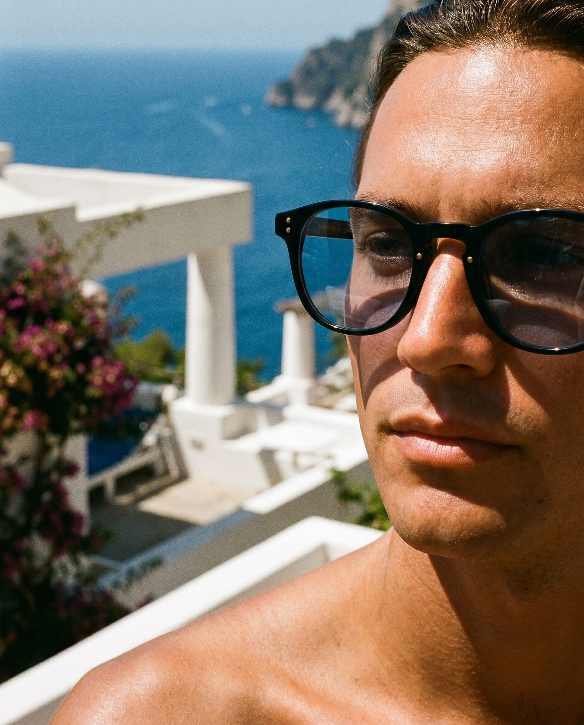 Berenford Malaparte Capri Blue: handmade Italian sunglasses, editorial view